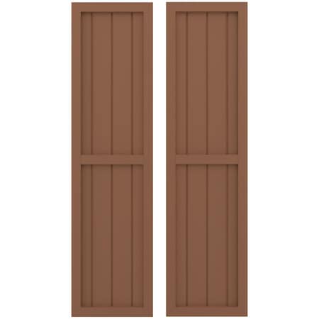 Americraft 4-Board Exterior Wood 2 Equal Panel Framed Board-n-Batten Shutters, ARW101BF414X79BTH